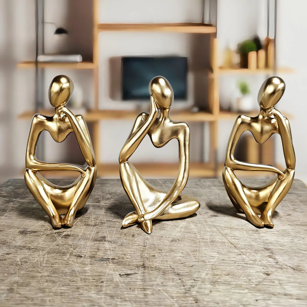 Trio de Estátuas Pensadoras Decorativas