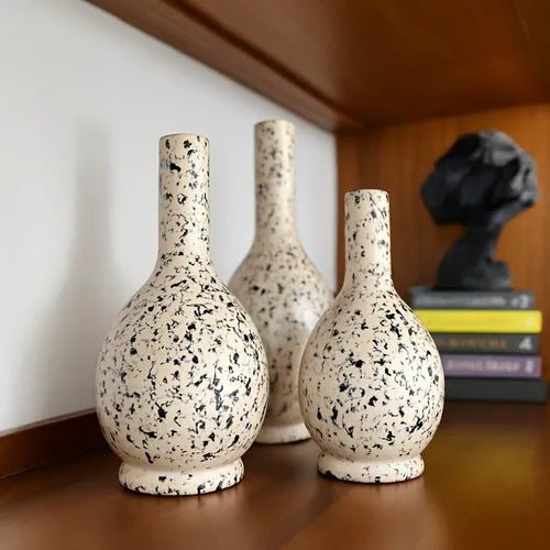 Trio de Vasos Decorativos Cerâmica